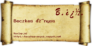 Beczkes Ányos névjegykártya